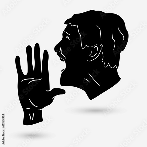 Man silhouette icon with shadow. Vector illustration.