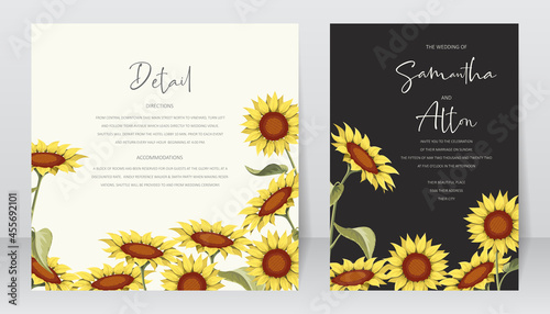 Beautiful sunflower wedding invitation card template