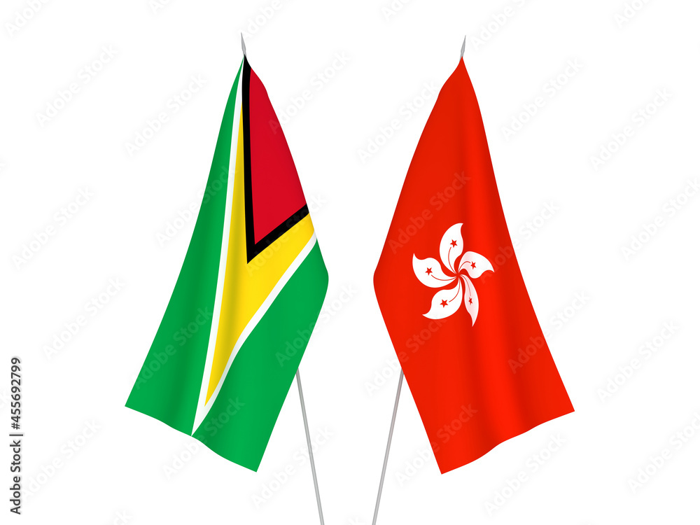 Hong Kong and Co-operative Republic of Guyana flags Hong Kong and Co-operative Republic of Guyana flags