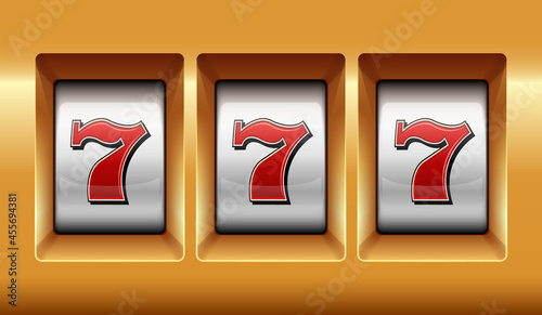 Slots 777 casino jackpot modern light gold. Big win slots 777 banner casino close up. Vector stock.