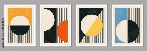 Set of minimal 20s geometric design posters, vector template