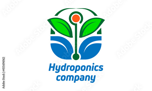 Hydroponics logo template, health food icon design