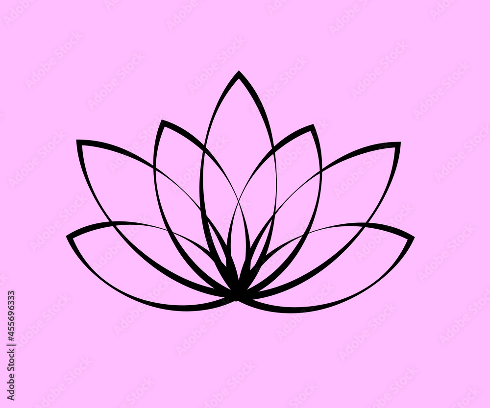 Wonderful lotus bloom. Symbol. Lotus petals symbol. Vector illustration.