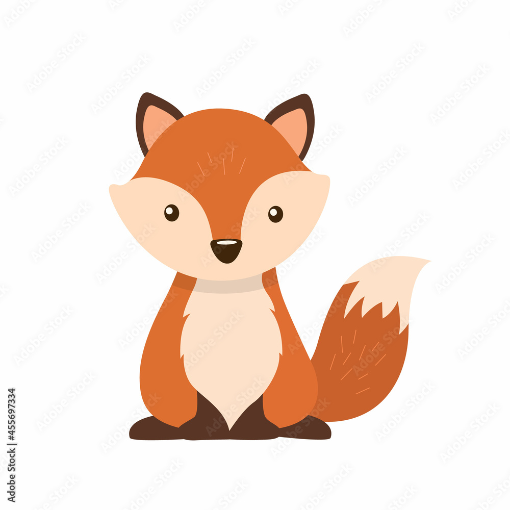Fox character flat style isolated on white background. Animal cartoon. Vector stock. Fox character flat style isolated on white background. Animal cartoon. Vector stock.