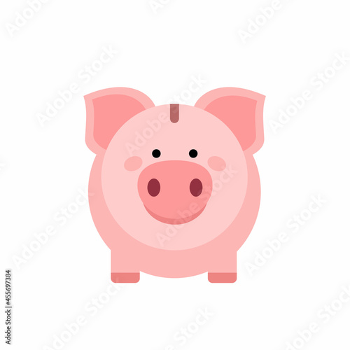 Piggy bank isolated on white background. Pig Icon saving or accumulation of money. Concept of banking or business services. Vector stock.