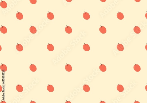 Pattern of delicate red berries on a beige background. Gently pattern. Baby pattern
