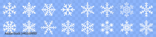 Snowflake different icons. Snowflake symbol set. Vector illustrator