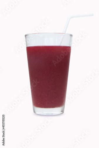 Beetroot (Garden beet, Common beet) juice smoothie purple in a tall glass and fresh organics beetroot for refreshing drinks concept. Isolated on white background. Healthy drink detox juice nutritious