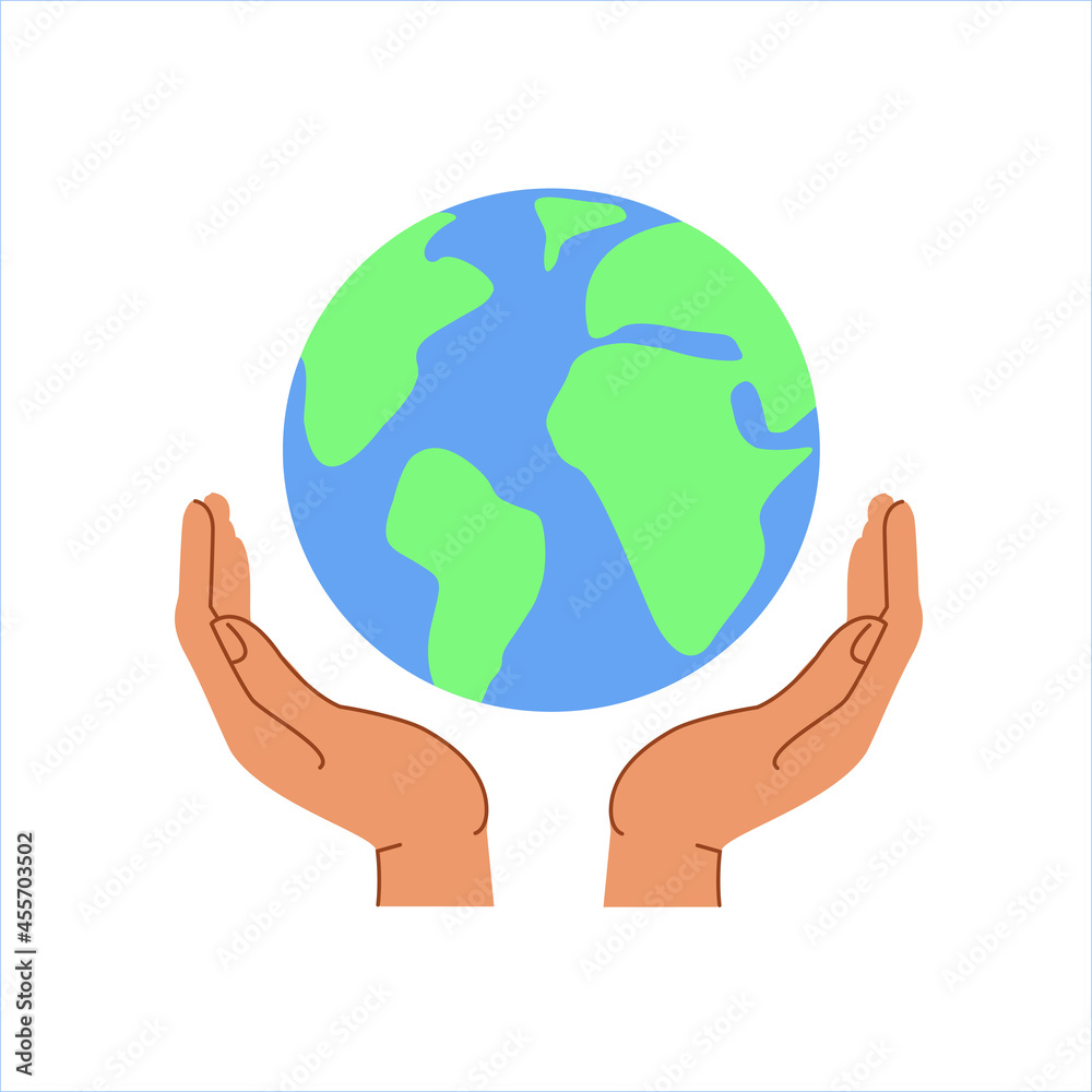 Earth day concept. Hands holding globe, earth. Saving the planet, environment. Vector illustration EPS10. Earth day concept. Hands holding globe, earth. Saving the planet, environment. Vector illustration EPS10.