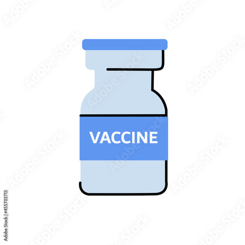 Vaccine vector icon illustration. Bottle of vaccine Flat icon. 