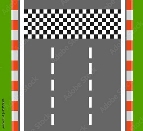 Race Finish Top View. Road with finish line. Finish line racing. Vector stock