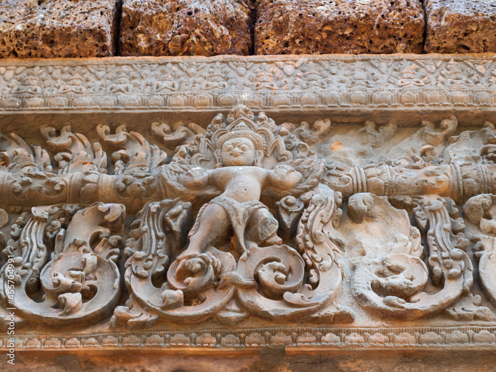 Eastern Mebon, Siem Reap, Cambodia - erected by Rajendravarman II is guarded by four elephants in the base