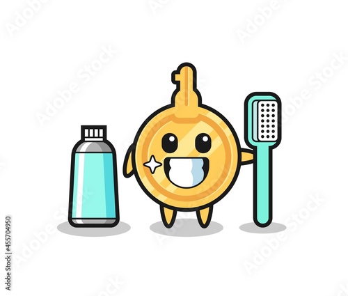 Mascot Illustration of key with a toothbrush