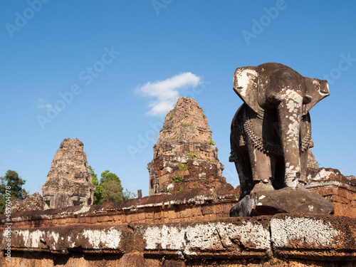 Eastern Mebon, Siem Reap, Cambodia - erected by Rajendravarman II is guarded by four elephants in the base photo