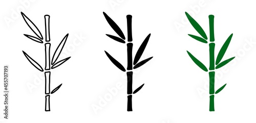 Set of hand drawn bamboo plants