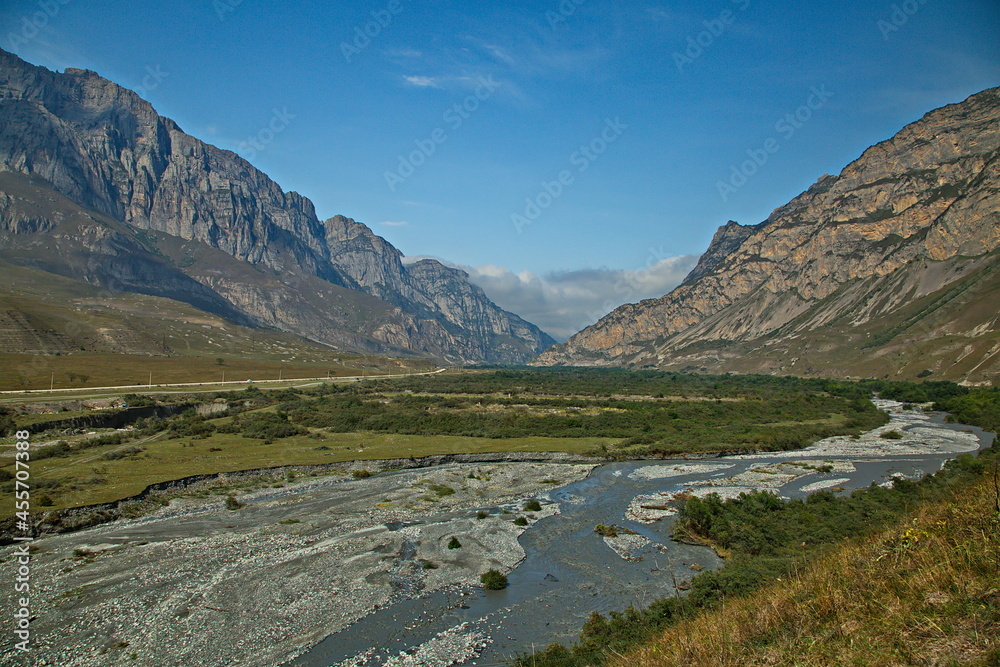 Valley of the Gizeldon River in the vicinity of the mountain village of Dargavs.