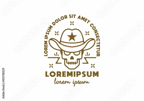 Cowboy skull line art with lorem ipsum text