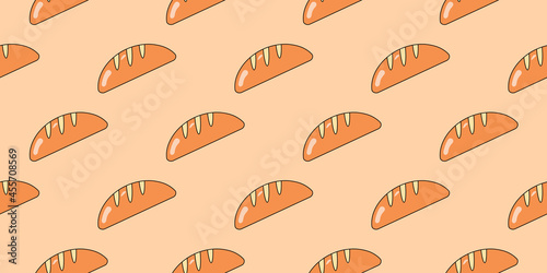 Bread seamless pattern. Vector baguette background for design. Food concept.