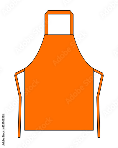 Flat Orange Apron Template Vector On White Background.