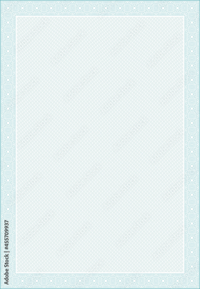 Guilloche grid and frame for certificate and diploma design, vector background