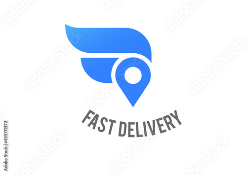 Blue delivery logo, emblem and icon concept design