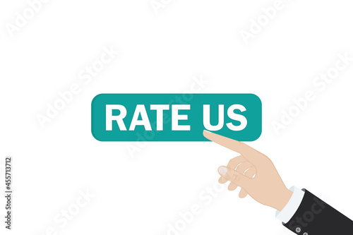 Five gold star rating. Satisfaction Rating and Leaving Positive Review. Online feedback reputation quality customer review. Rate us. Vector illustration.