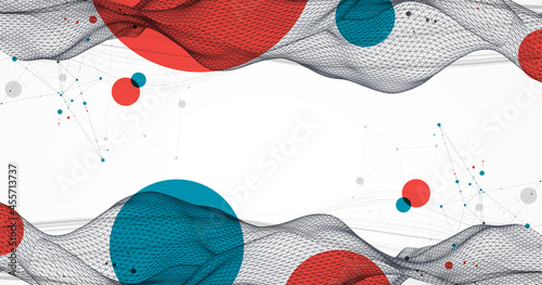 The abstract wave is made in a frame style. Template for science and technology presentation.