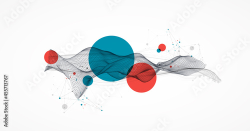 The abstract wave is made in a frame style. Template for science and technology presentation.