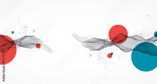 The abstract wave is made in a frame style. Template for science and technology presentation.