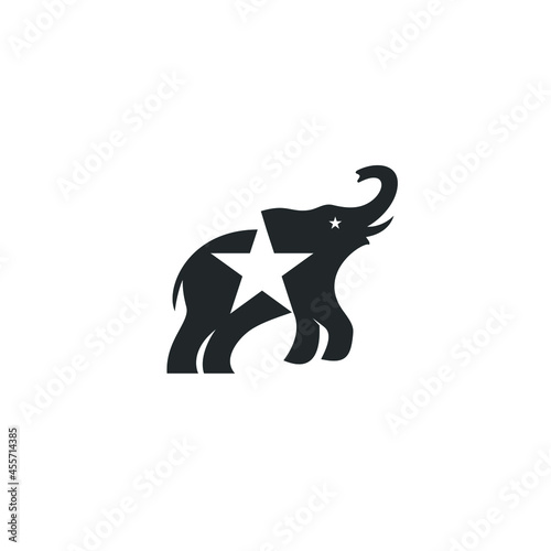 Elephant and Star symbol. Logo Illustration.