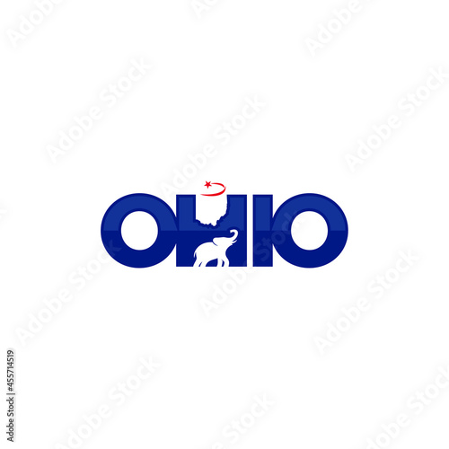 Republican Party Logo. Elephant icon and Ohio Map Symbol. Vector Illustration.