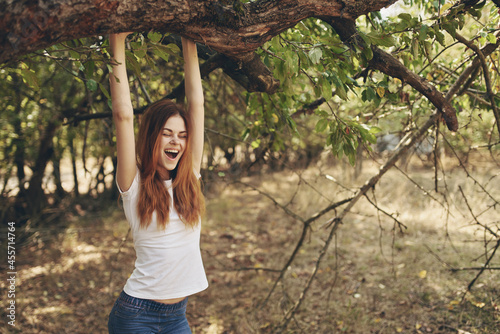 woman outdoors by the tree Sun freedom journey