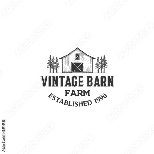 Vintage rustic retro barn farm agrculture logo design inspiration with hand drawn style