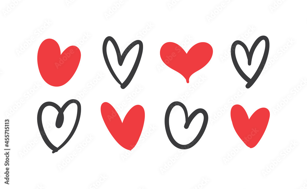 PrintHeart doodle icons. Hand drawn love hearts collection. PrintHeart doodle icons. Hand drawn love hearts collection.