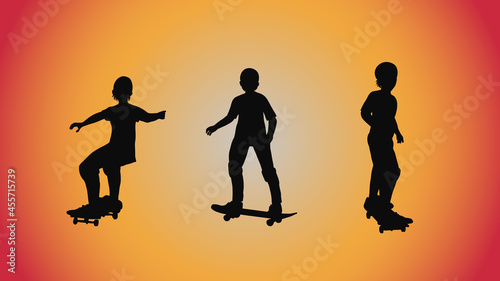 abstract background of silhouette skateboard pose move trick