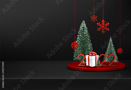 2022 Christmas round stage, podium, pedestal, platform.