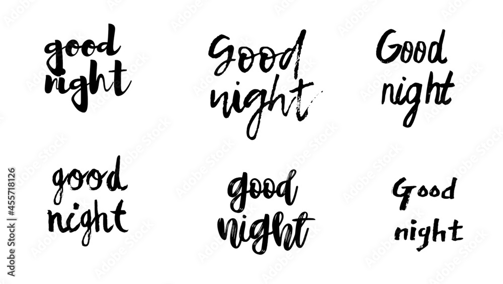 Hand drawn lettering. Ink illustration. Modern brush calligraphy. Isolated on white background.Good night text.