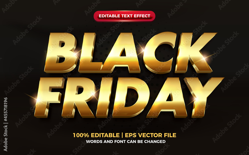 Black Friday luxury gold elegant 3d Editable text effect
