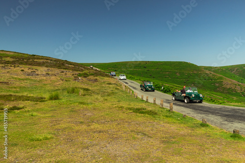 Hiking in Shropshire Hills in England , sunny weather and hot.