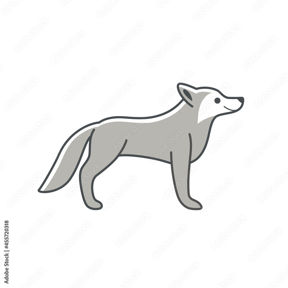 Cartoon wolf sketch line icon. Childish print for nursery, kids apparel, poster, postcard, pattern.