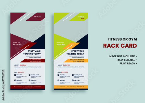 Gym and fitness rack card template 