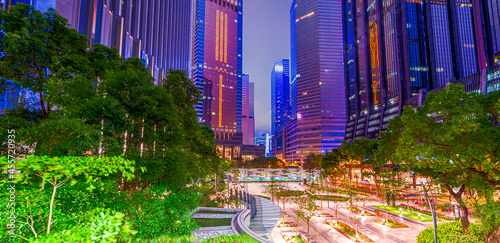 Photography Hong Kong modern skyline at dusk
