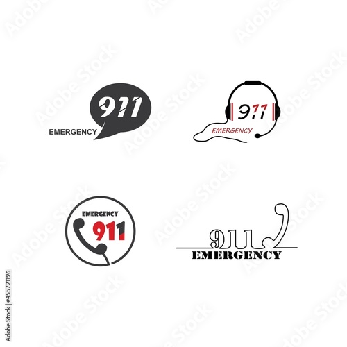 Emergency call icon template with 911