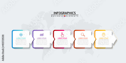 Vector illustration, infographics design, template, marketing, information, with 5 options or steps