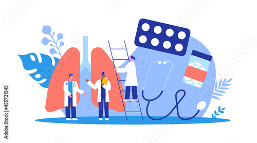 Doctor people team respiratory lung study concept