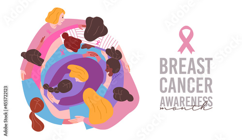 Breast Cancer awareness girl friend group hug card