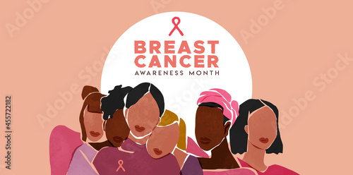 Breast Cancer awareness pink woman friend team