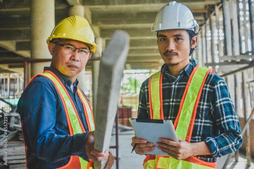 Two Engineer tablet inspection site construction real estate Two Engineer tablet inspection site construction real estate