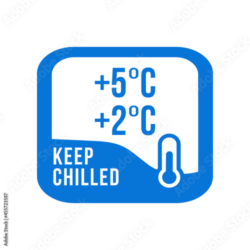 Keep chilled. Food and drinks package label, storage instruction vector design