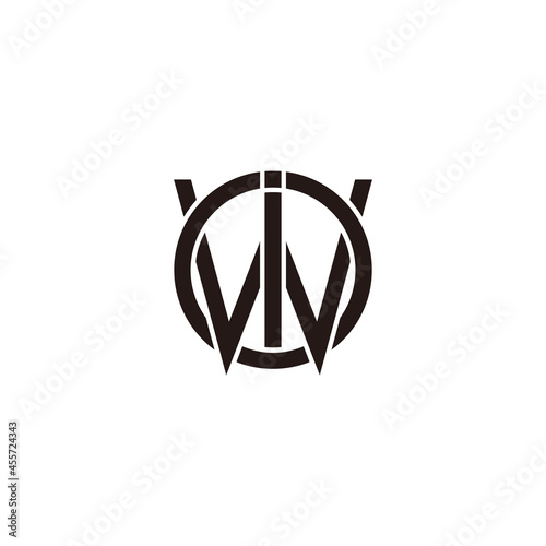 letter wi circle line geometric logo vector